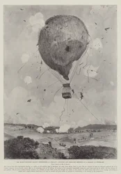 The Recent Military Balloon Experiments in Germany, Infantry and Artillery shooting at a Balloon at Interbogk
